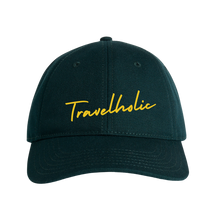 Load image into Gallery viewer, Travelholic lightweight cotton canvas dad hat, pine green, WRLDCTZNS
